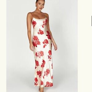 Meshki Champagne & Red Maxi Slip Dress